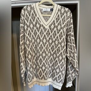 Bill Blass Diamond Pattern Sweater Hand Framed 100% cotton XL Made in USA